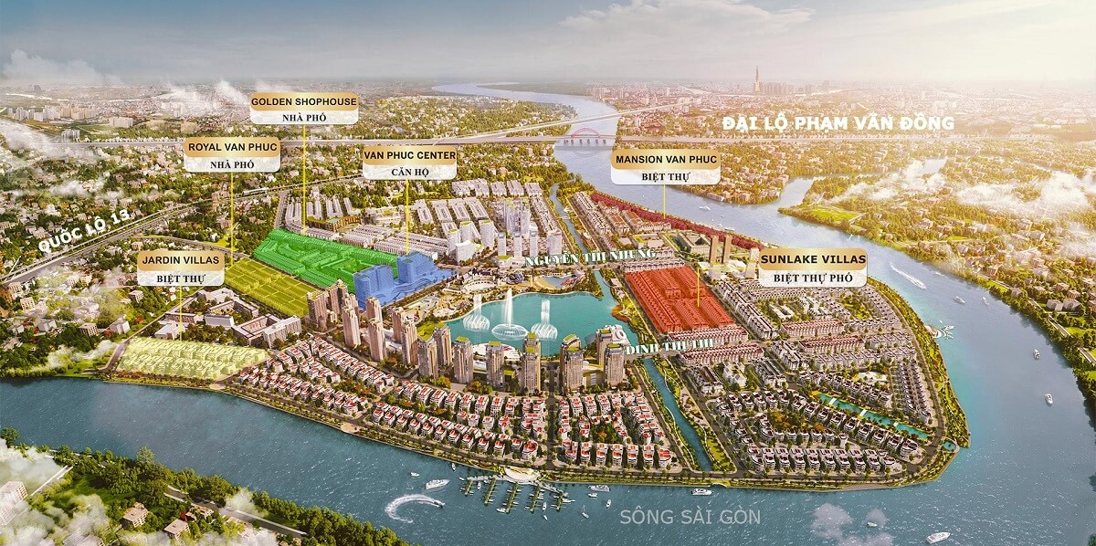 Vị trí dự án căn hộ Diamond Sky tại khu đô thị Vạn Phúc City